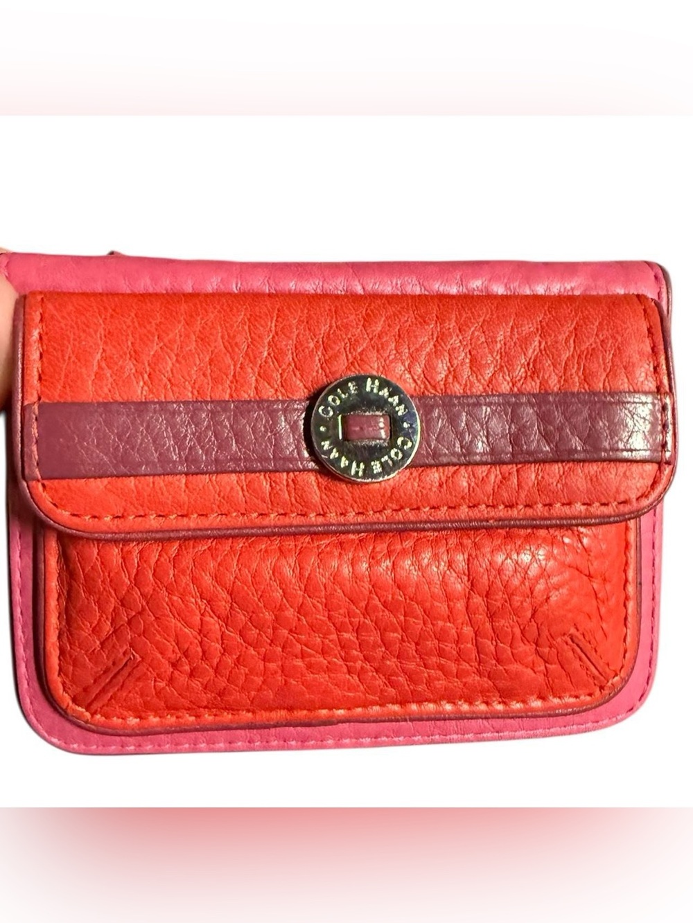 Cole Haan Pink, Red & Purple Snap Card Holder Wallet